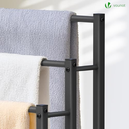 Detalle de VOUNOT Porta Asciugamani Bagno da Terra con 3 Bracci, Nero, 45x22x86 cm