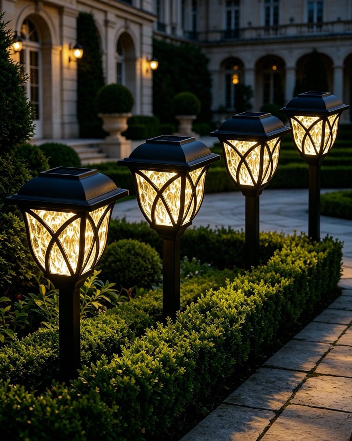 Detalle de tuare 4 Pcs Waterproof LED Solar Outdoor Lights: Auto On/Off Pathway Lamps for Garden and Patio