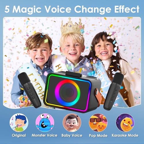 Thumbnail 2 de Ultramic Karaoke Machine for Kids & Adults (Black) — Portable Bluetooth Speaker with 2 Wireless Mics and LED Lights