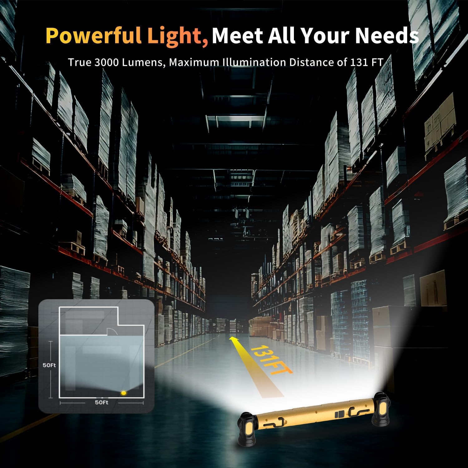 Detalle 2 de MechaniLite 001-UDL-Y-CA LED Under-Hood Work Light, 3,000 Lumens, Magnetic, 5200mAh