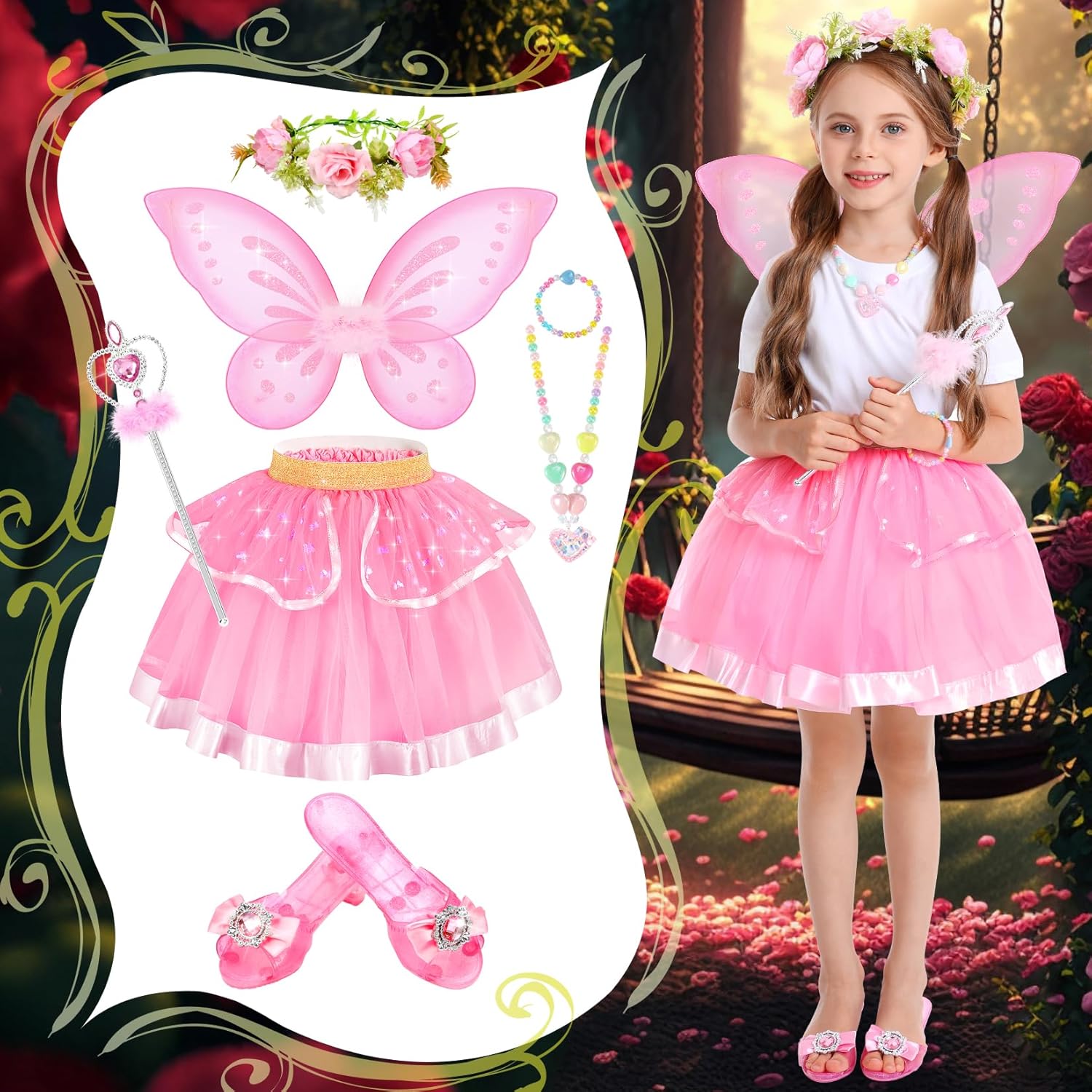 Thumbnail 3 de Chillife Princess Dress Up Fairy & Unicorn Costume for Girls (4-6): Complete Dress-Up Set