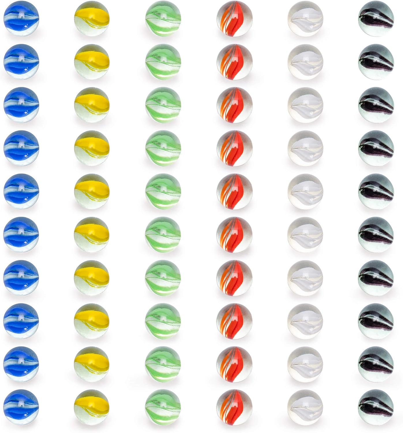 Detalle de Yellow Mountain Imports 60 Pieces Translucent Glass Marbles with Petal Design – 16mm