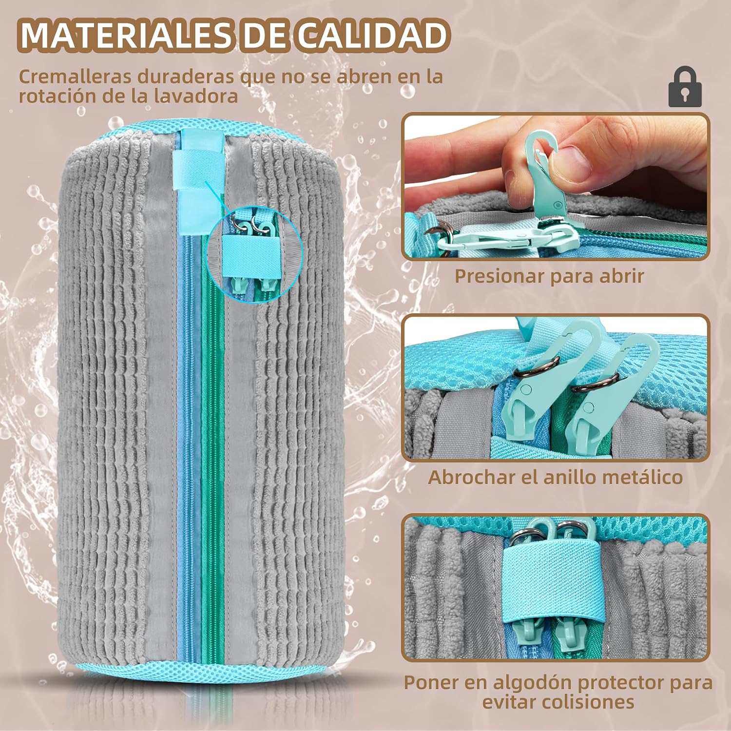 Detalle de FOREDOO 2 en 1 Bolsa lavadora para zapatillas con doble cremallera: limpieza 360° y versatilidad