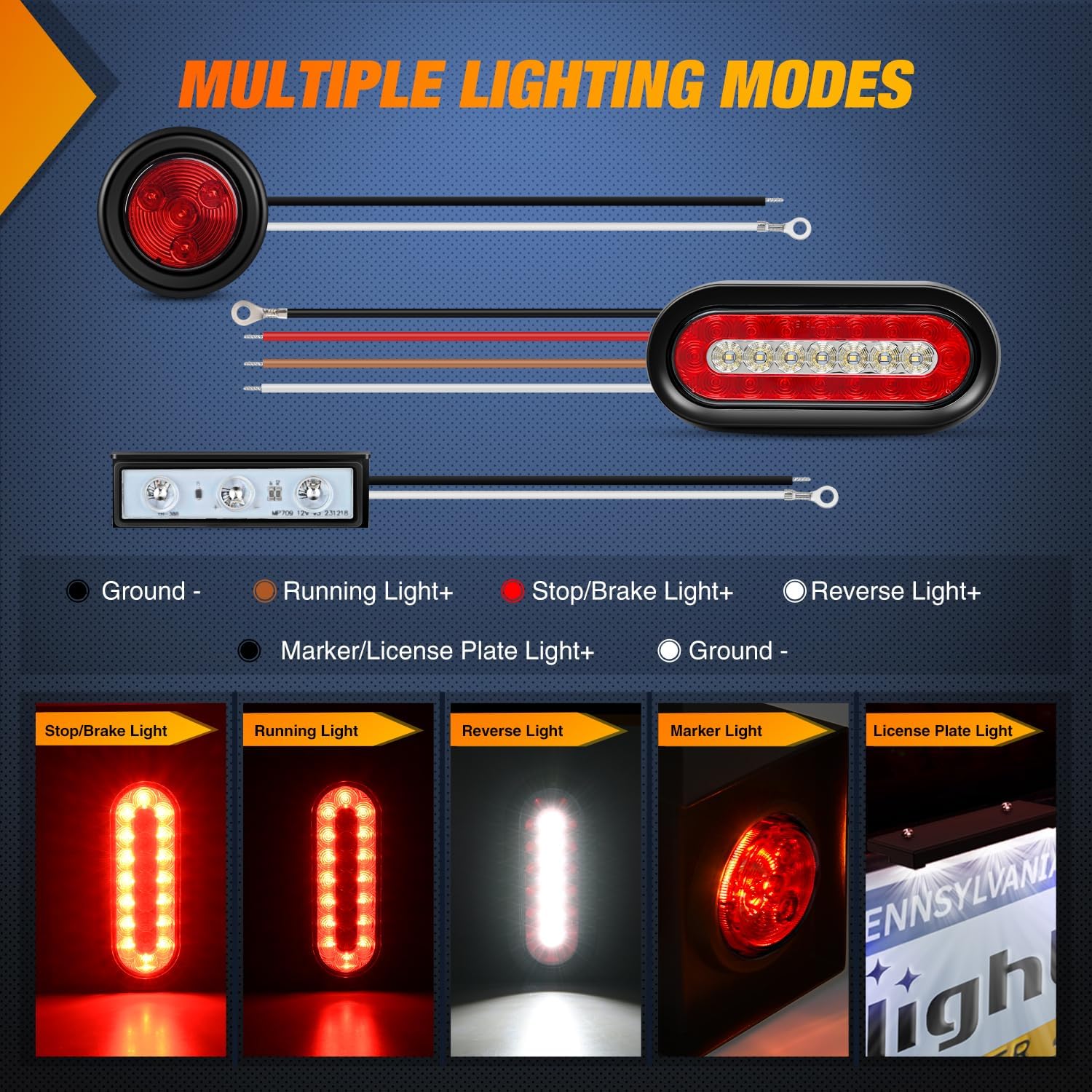 Detalle de Nilight 3LED Trailer Light Box Kit 6" Oval