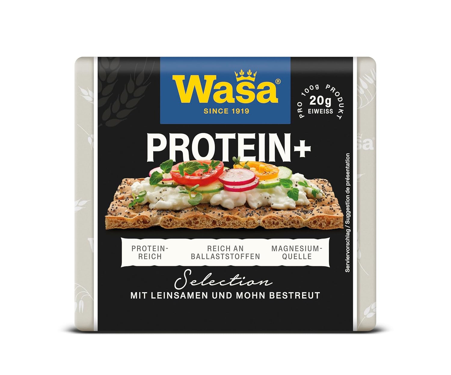 Thumbnail 1 de Wasa Selection Protein+ 200 g – Knäckebrot mit 41% Weizenvollkornmehl, Leinsamen und Mohn (4er Pack)