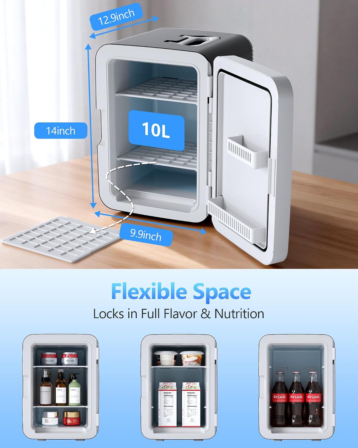 Detalle de Antarctic Star LY2010 10L Portable Mini Fridge with AC/DC Power, Black