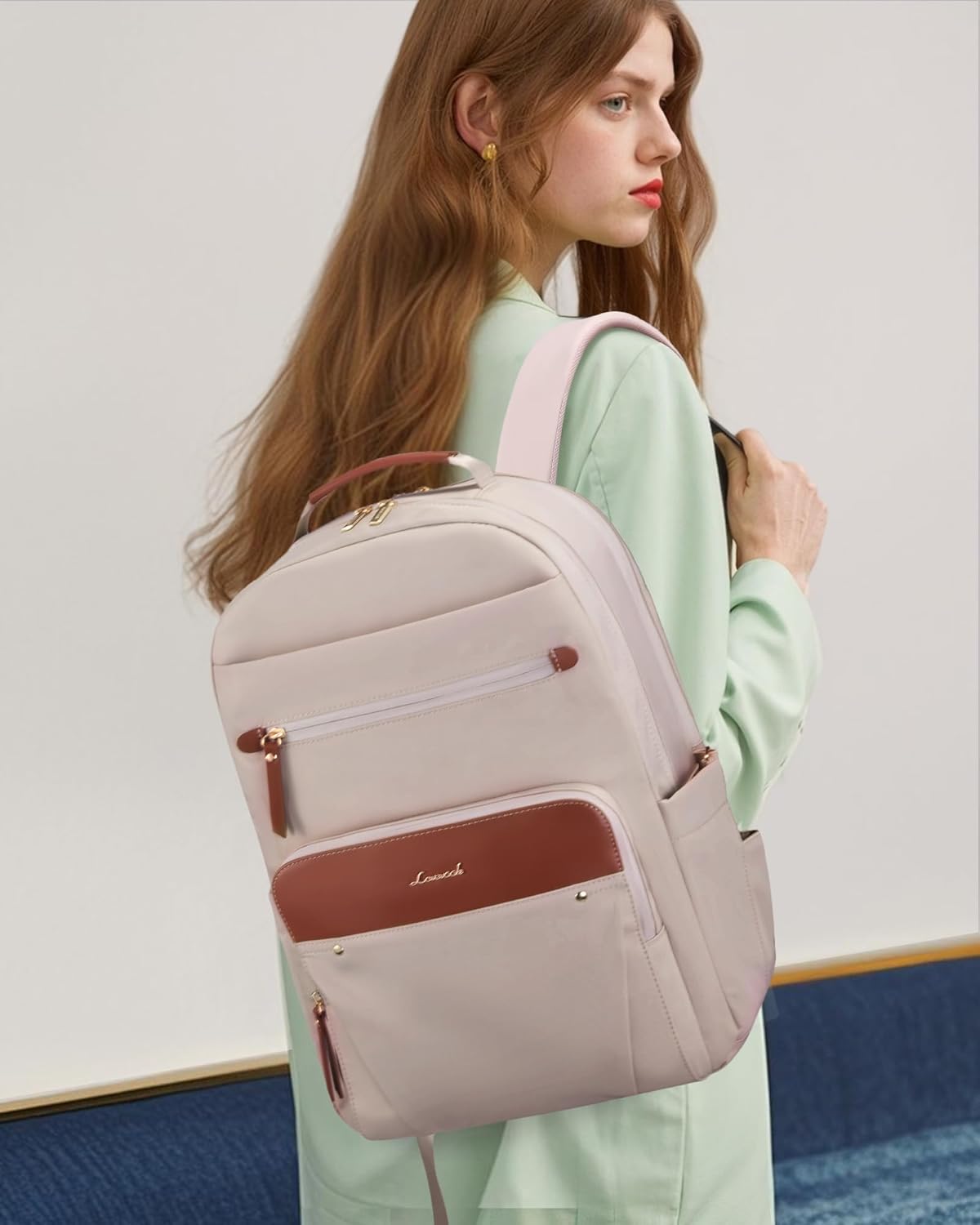 Detalle 2 de LOVEVOOK Damen-Rucksack wasserdicht für 15,6‑Zoll Laptop (22 L, 14 Fächer)