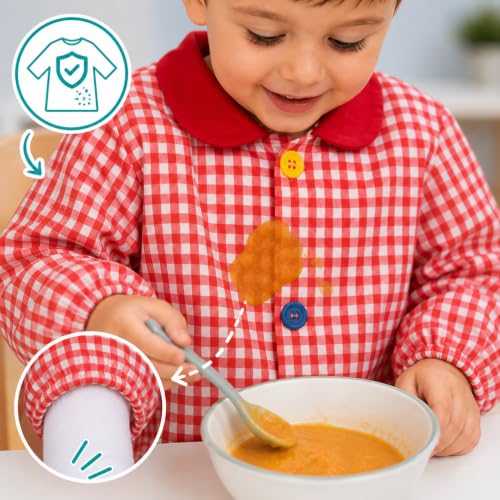Thumbnail 6 de HOMYBABY Babi escolar infantil con botones y bolsillos (Red, Size 3) – unisex para guardería y colegio