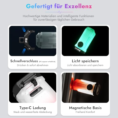 Thumbnail 7 de WUBEN E2 Mini Taschenlampe LED Aufladbar – kompakt, 3-in-1 Magnet, inklusive P5‑Option