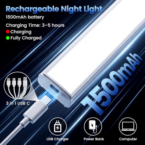 Detalle de daphomeu 30cm Rechargeable Under-Cabinet Lights, 3-Pack with Motion Sensor