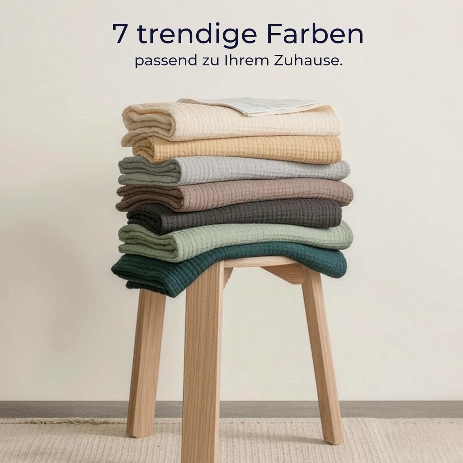 Thumbnail 5 de Dreamzie Musselin Tagesdecke 180x220 cm – leichte Baumwollgaze in Hellgrün (Oeko-Tex zertifiziert)