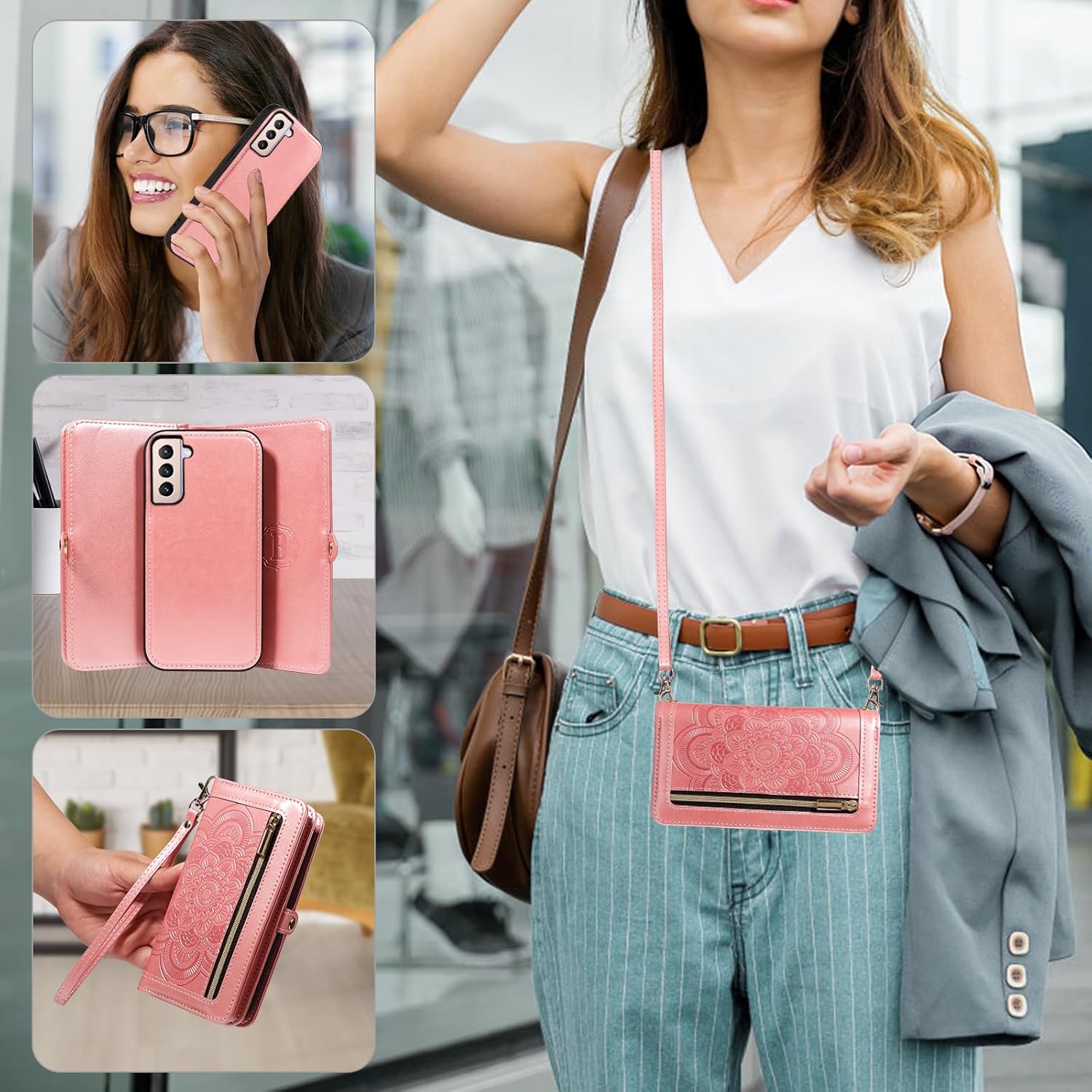 Thumbnail 6 de Asuwish Wallet Case for Samsung Galaxy S21 Plus 5G — Detachable Crossbody & Screen Protector