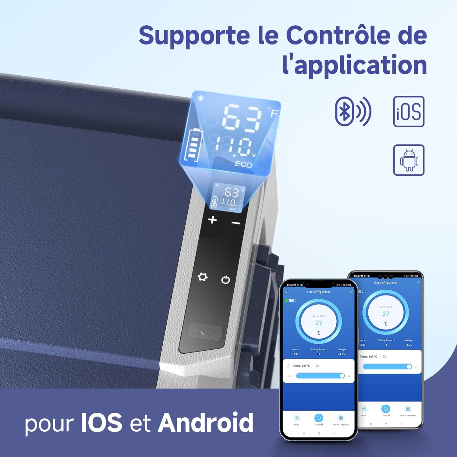Thumbnail 4 de AAOBOSI Glaciere à compression 36 L électrique 12/24 V et 100–240 V (jusqu’à -20 °C à 20 °C) avec appli
