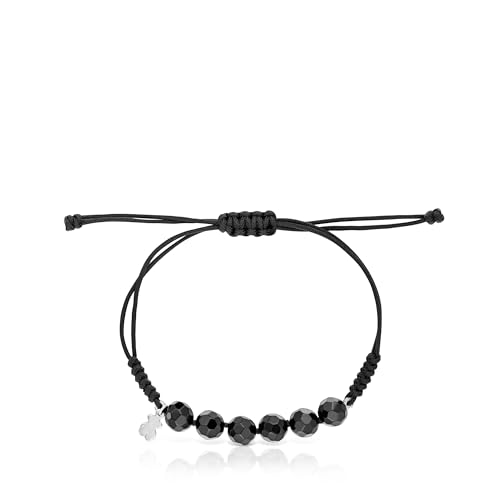 Thumbnail 1 de TOUS Pulsera de Cordón Negra de Onix con Motivo de Oso en Plata de Primera Ley – Colección Basics, 16.5 cm