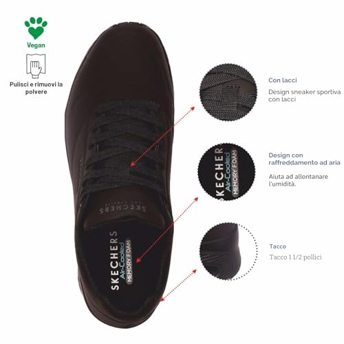 Detalle de Skechers Uno Stand On Air – Scarpe da ginnastica da uomo, Nero, 43 EU
