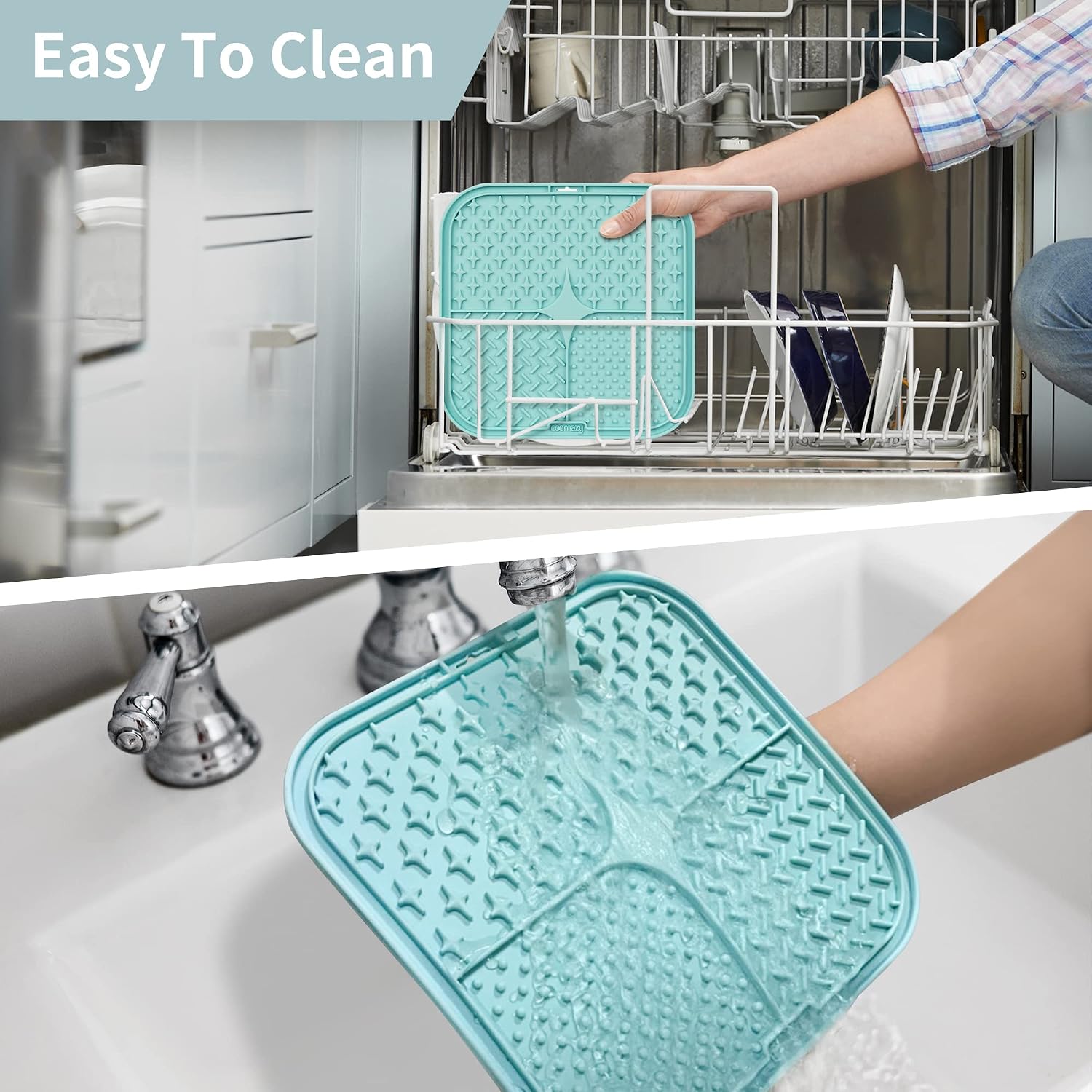 Detalle de Coomazy Leckmatte Hund (2er-Set) mit Silikonspatel und Bürste – Slow Feeder für Baden, Fellpflege & mehr