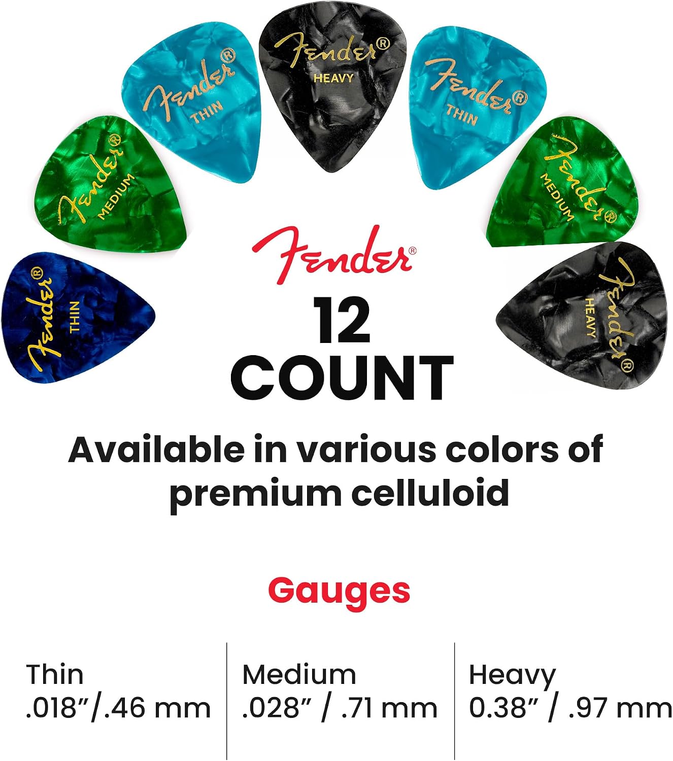 Thumbnail 6 de Fender Premium Picks Sampler 12 Pack: Thin, Medium & Heavy Gauges (Austin Bazaar Exclusive)