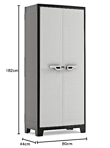 Detalle de Keter Armario Titan Alto de resina negro/gris con 2 puertas y 4 baldas regulables