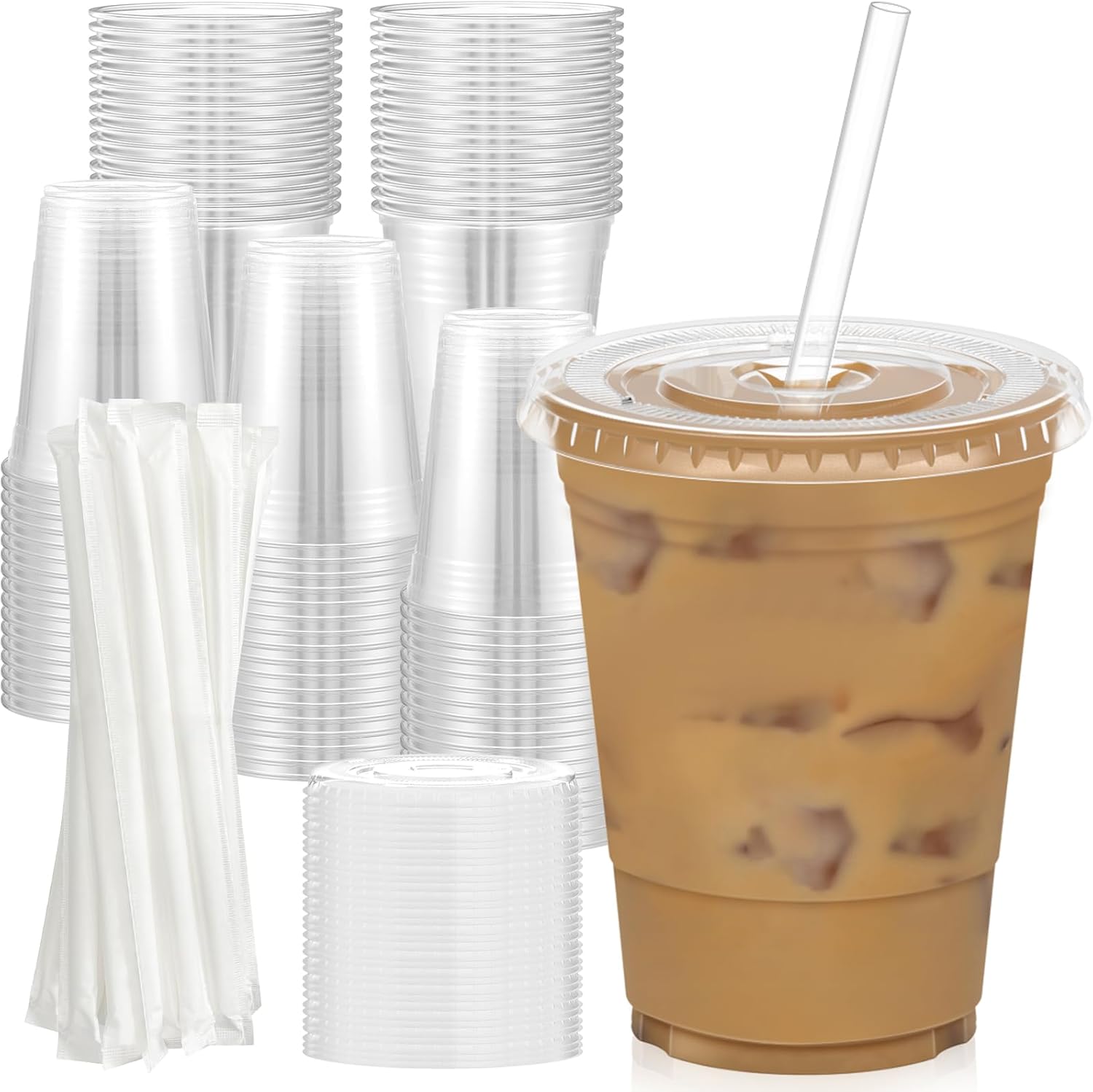 Detalle de Dealusy 16 oz Clear Plastic Cups 100-Pack 🥤