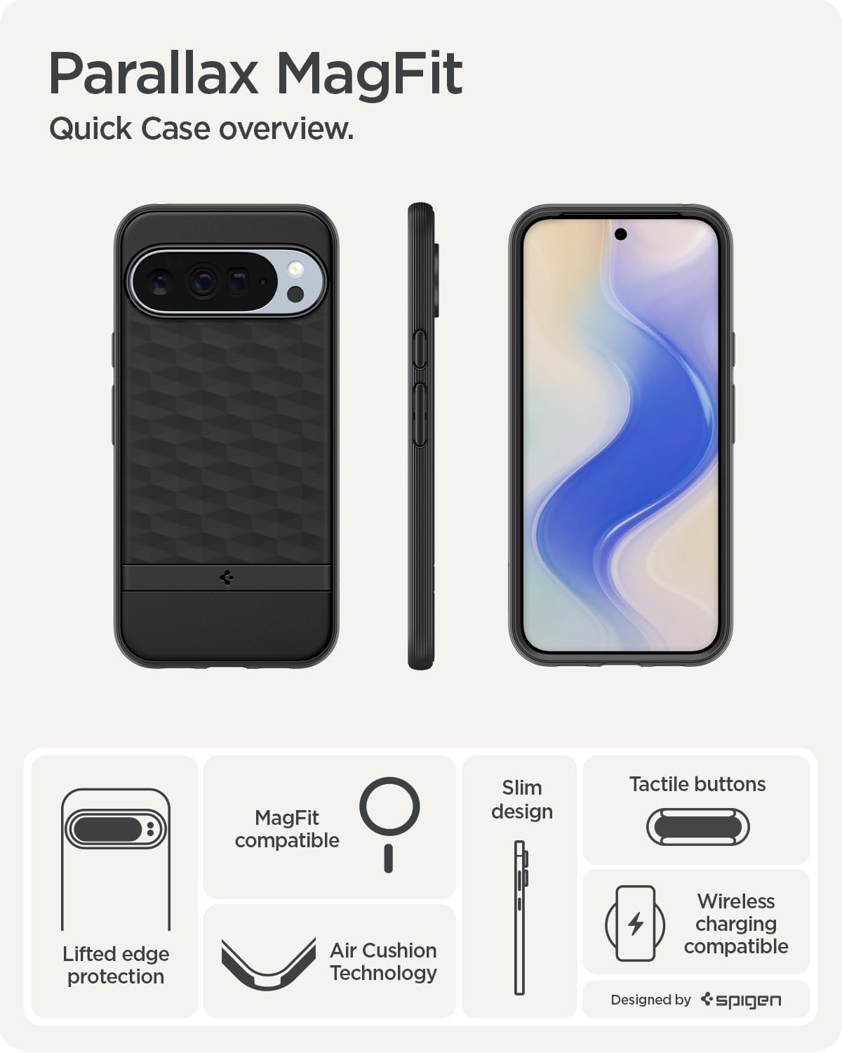 Detalle de Spigen Parallax MagFit pour Google Pixel 8 Pro coque MagSafe noir