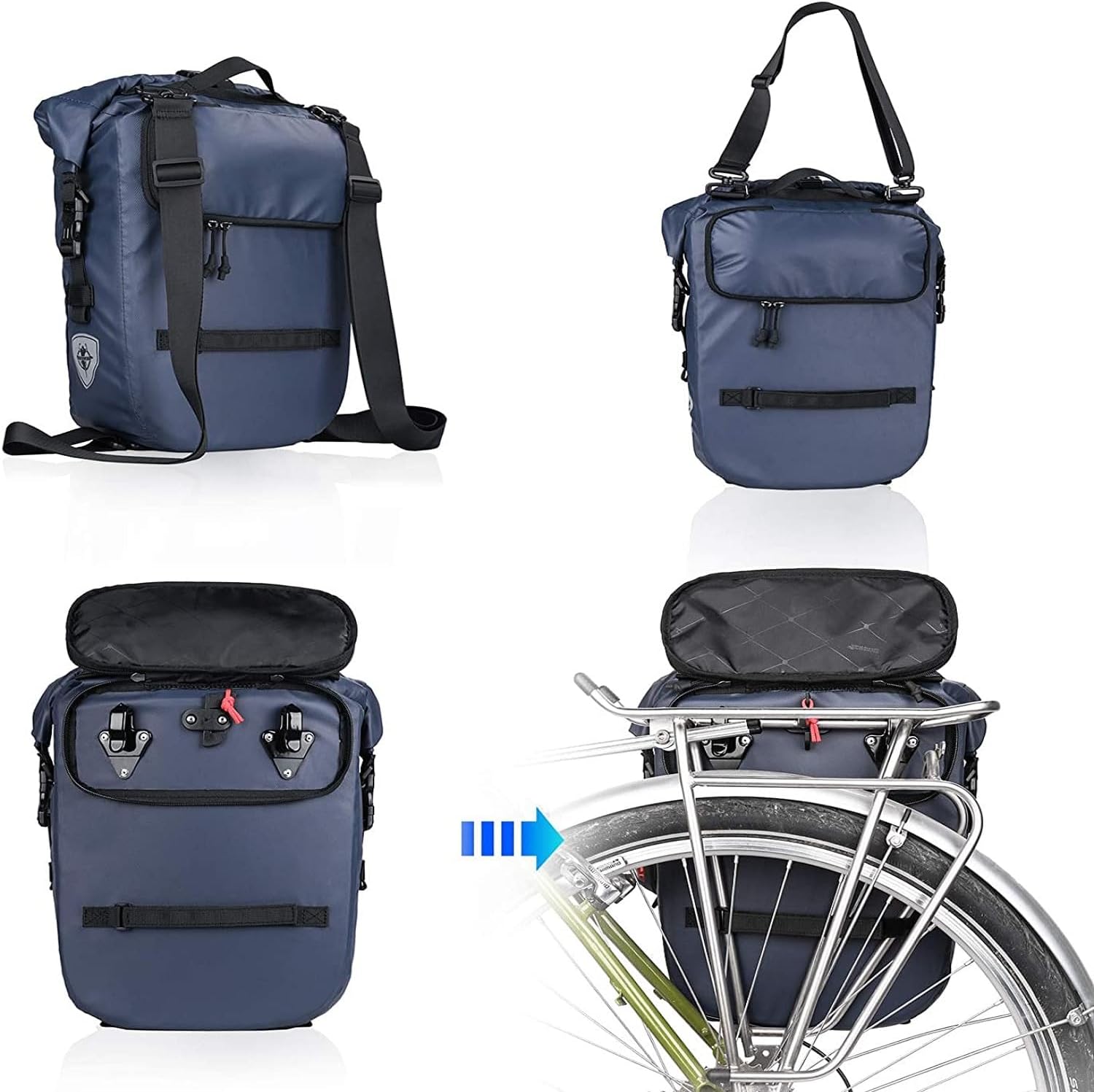 Thumbnail 4 de Rhinowalk 18L Waterproof Bike Pannier Bag with Laptop Compartment – Blue