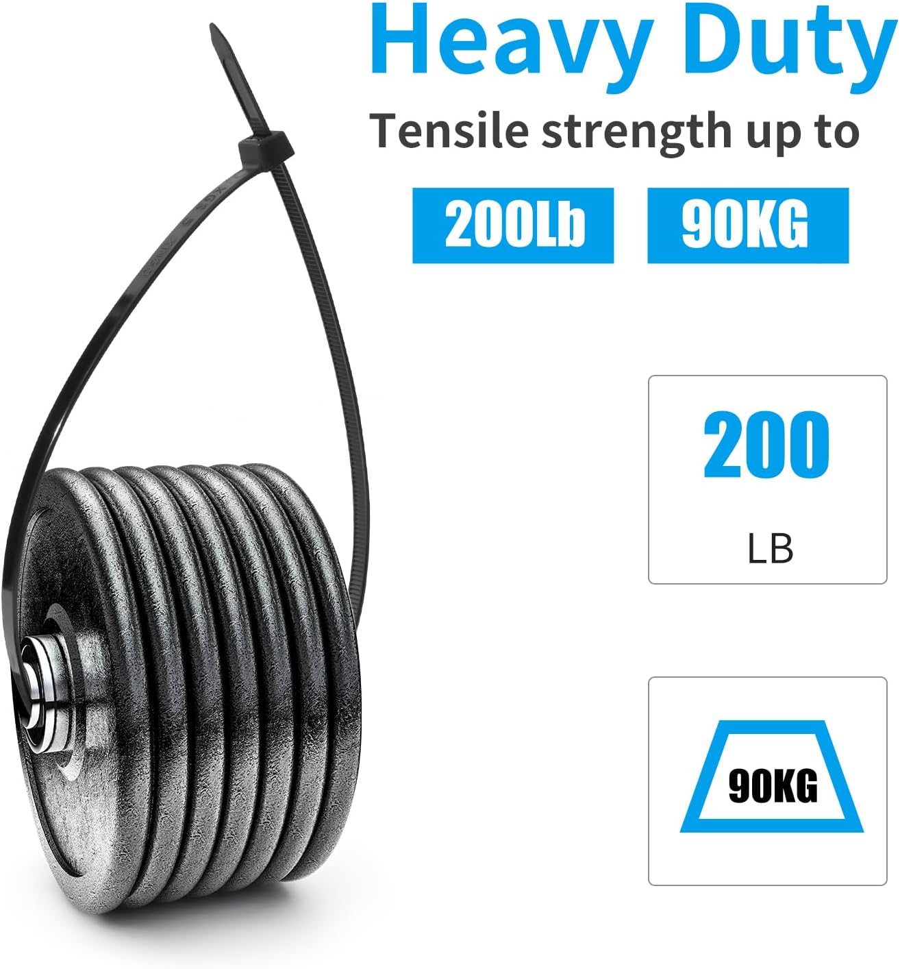 Detalle de XINGO Lang Kabelbinder 100 Stück – 300 mm x 9 mm, Zugfestigkeit 80 kg, UV-beständig