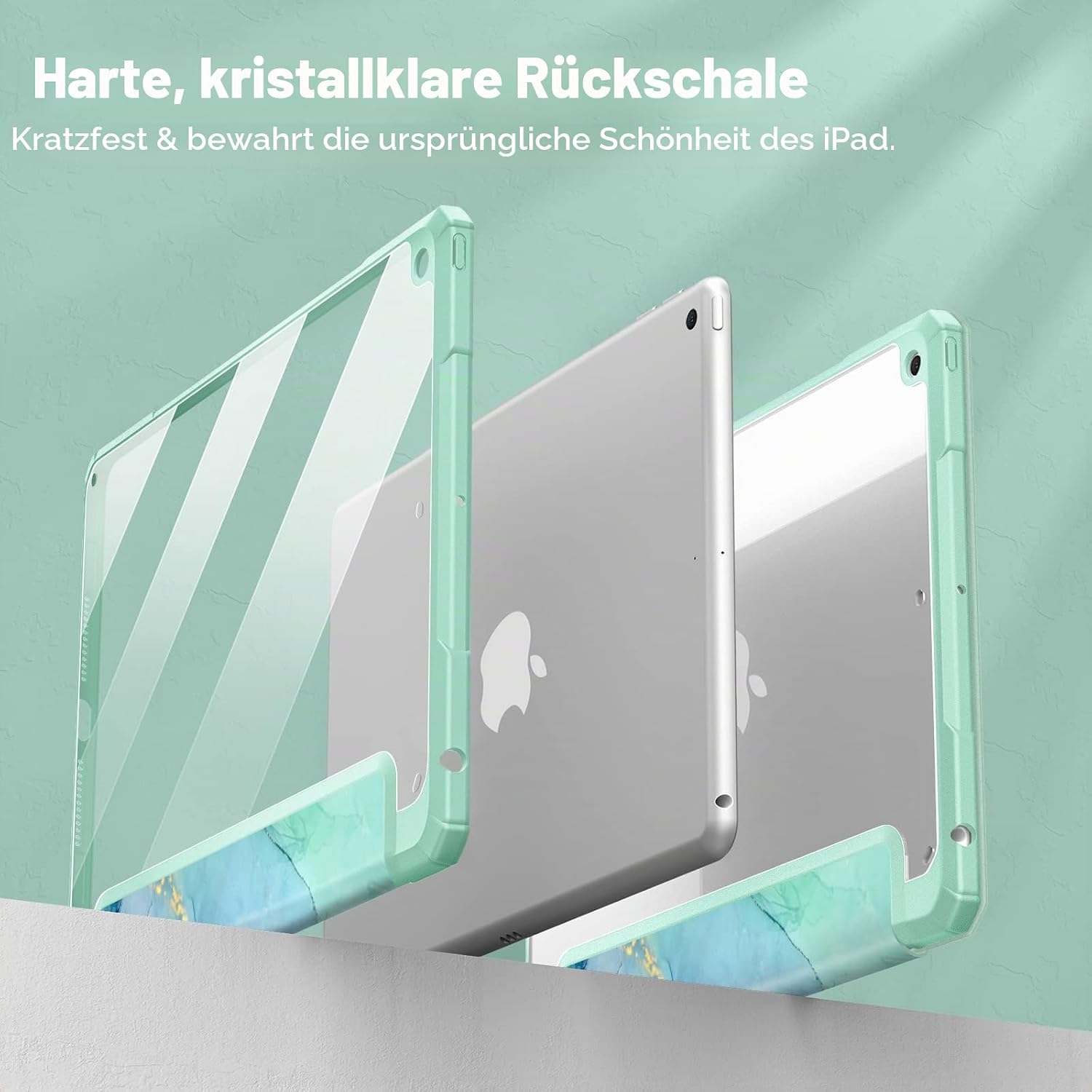 Detalle de Fintie Hybrid Hülle für iPad 10,2 Zoll der 7.–9. Generation (2019–2021) mit Stifthalter, transparente Rückseite und Magnet-Sleep-Wake