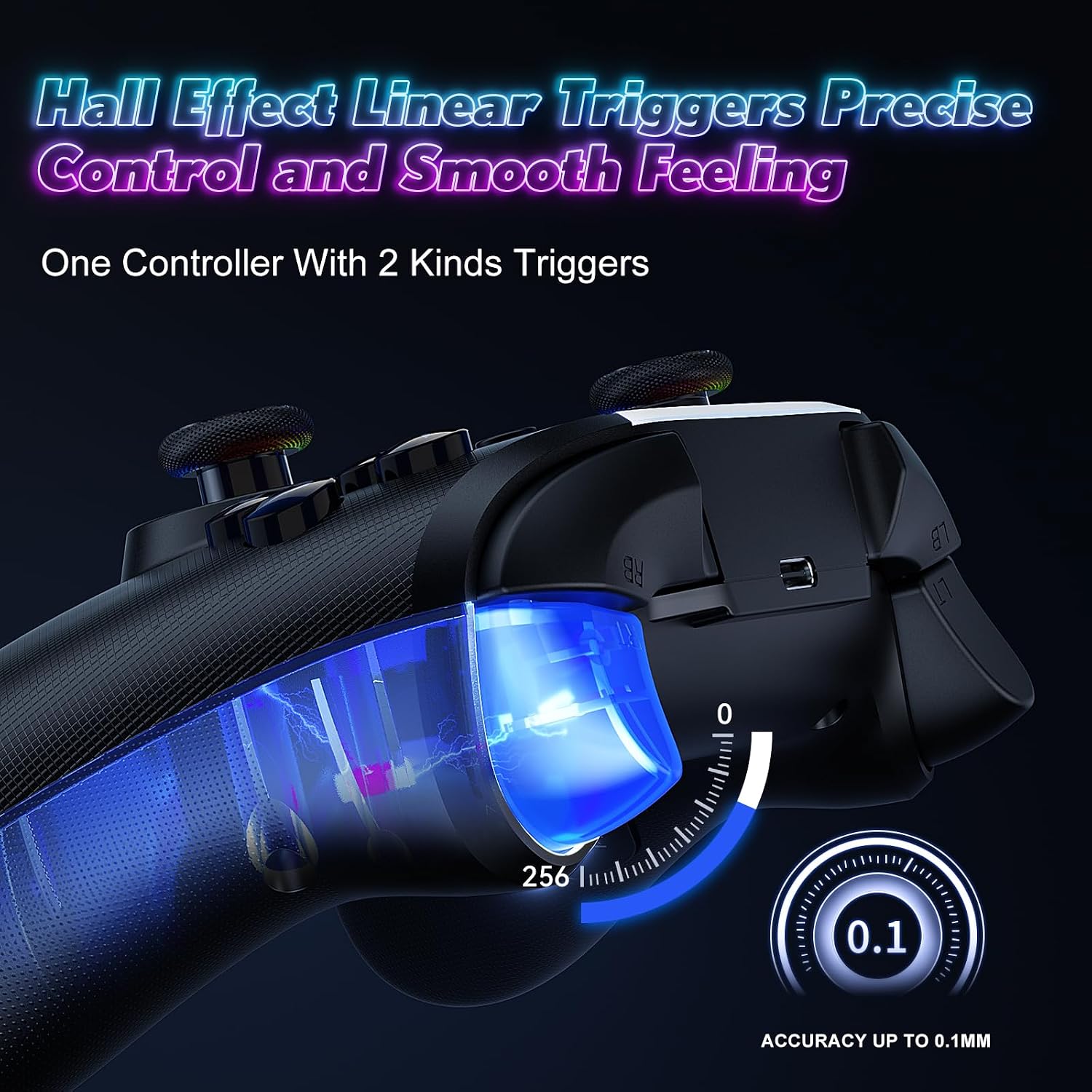 Thumbnail 3 de Lapezi RGB Wireless Controller für Switch, Switch OLED/Lite und PC – Bluetooth Gamepad mit Hall-Effekt-Sticks, Rückenpaddeln und Turbo