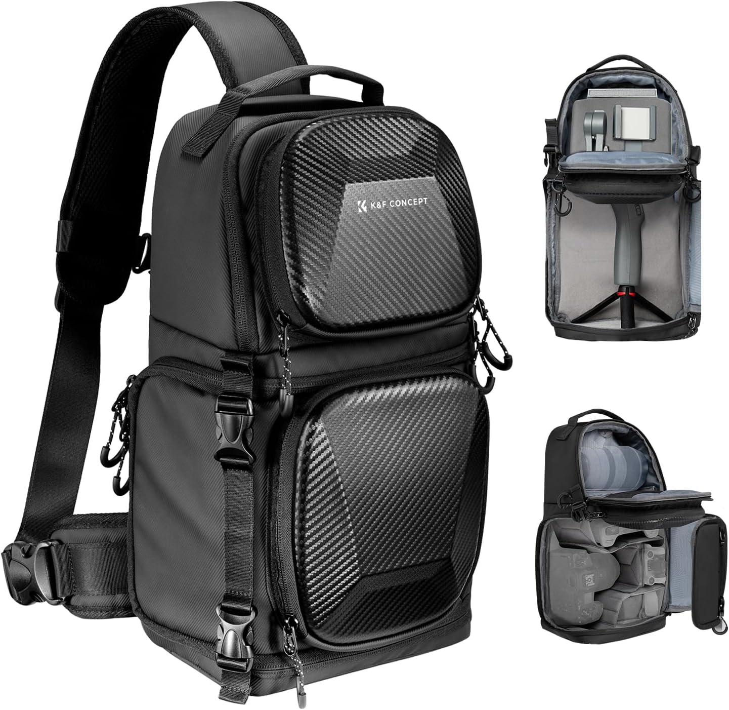 Detalle de K&F CONCEPT Kamera-Umhängetasche mit Hartschale – wasserdichte Fototasche für DSLR/SLR und spiegellose Kameras (Schwarz)