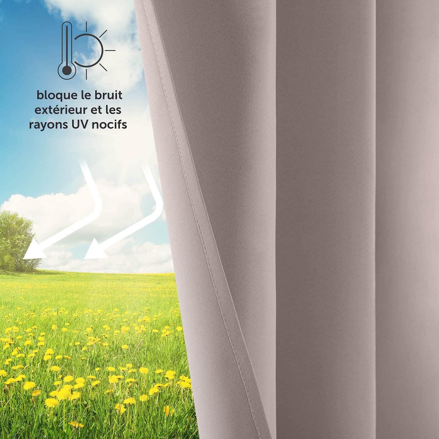 Thumbnail 1 de Lot de 2 rideaux occultants thermiques Blumtal avec œillets, 140 x 265 cm (taupe)