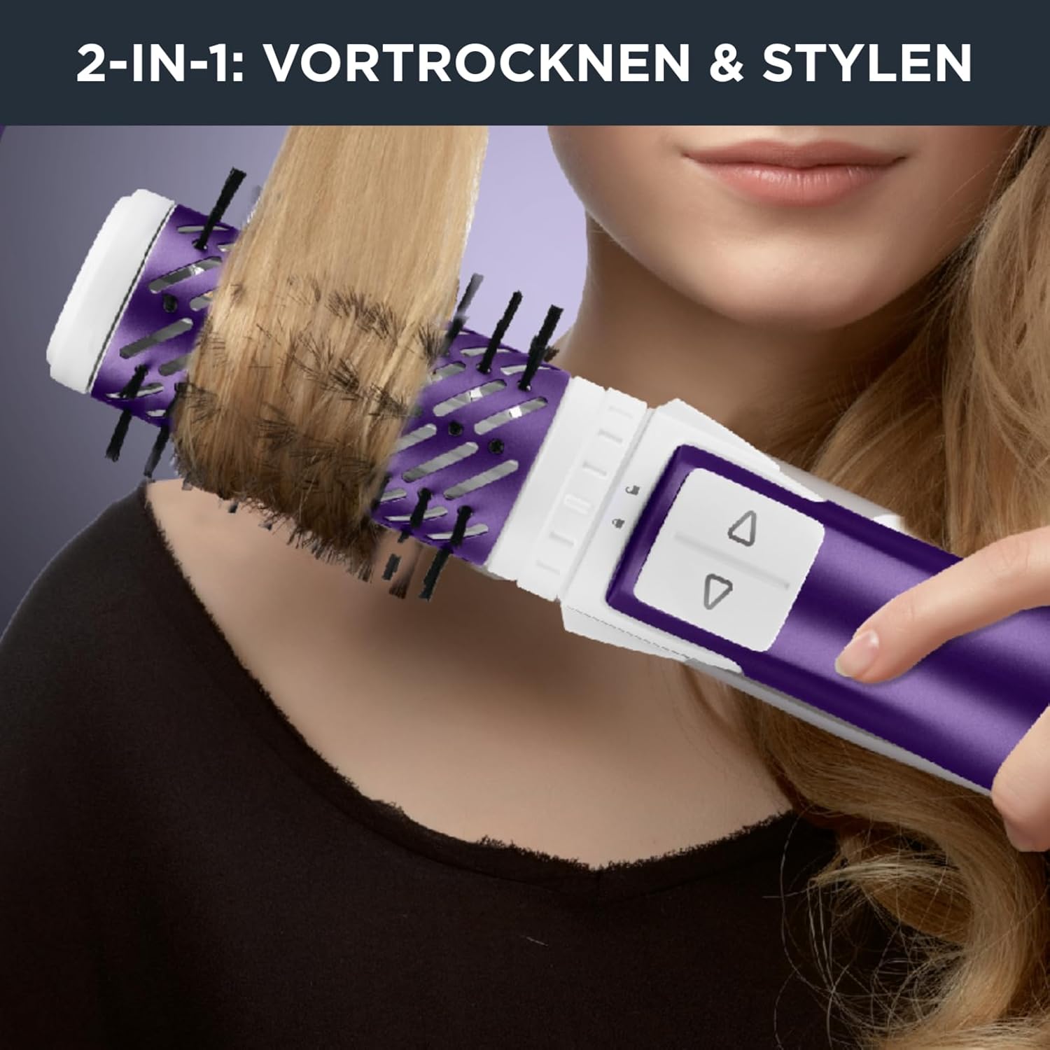 Detalle de Rowenta Rotierende Warmluftbürste Brush Activ Volume & Shine CF9530 (Keramik, 2 Bürstenköpfe)
