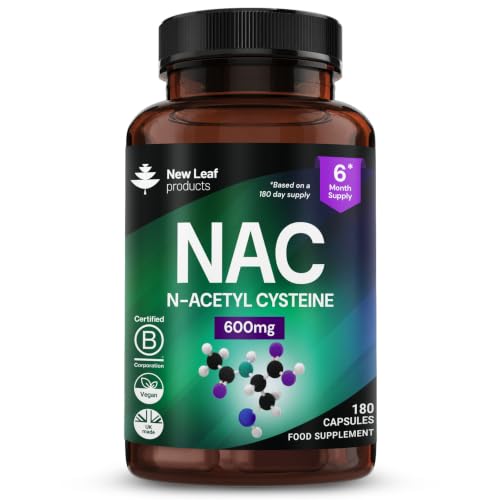 NAC N-Acetyl-Cysteine 600mg Capsules by New Leaf Products – 180 capsules