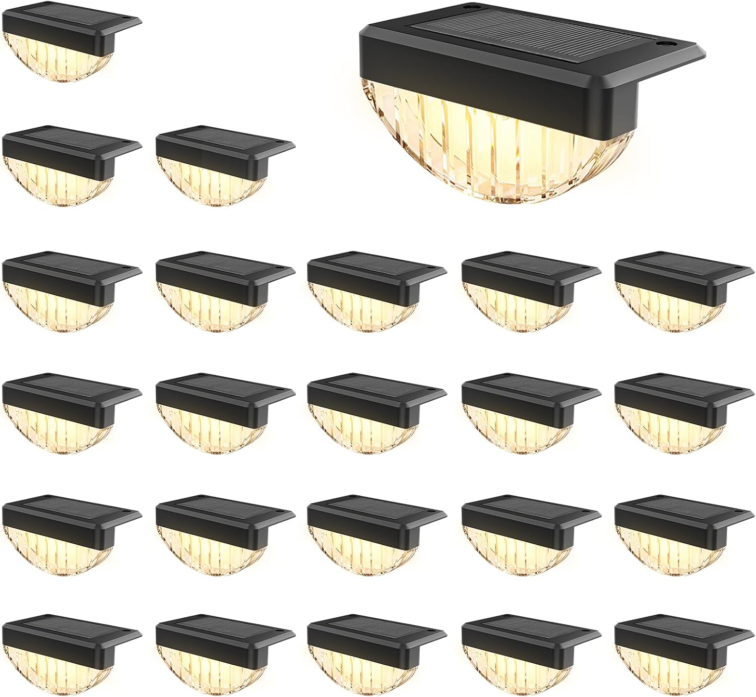 VOLISUN HWL678-C Solar Deck Lights, 24-Pack Warm White LED, Black