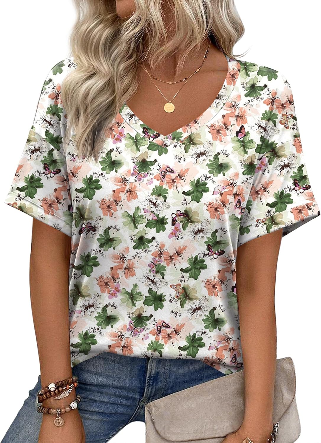 Thumbnail 6 de Zeagoo Womens V Neck Floral Tee