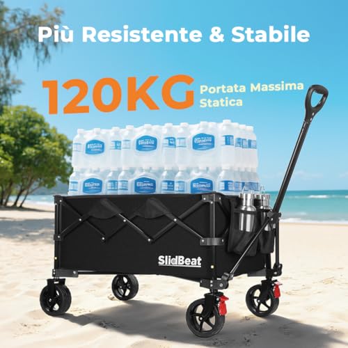 Thumbnail 7 de SLIDBEAT Carrello da Campeggio Portatile 120L con Ruote Grandi e Manico Regolabile