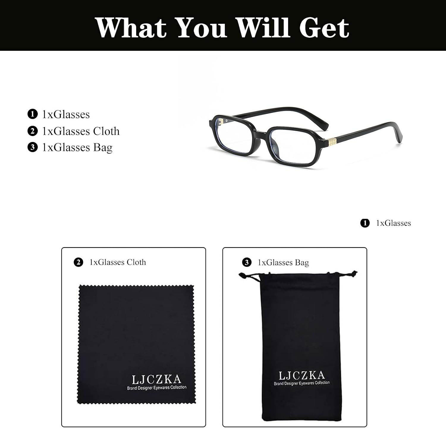Detalle 2 de LJCZKA Rectangle Blue Light Blocking Glasses – Small Narrow Square Frame