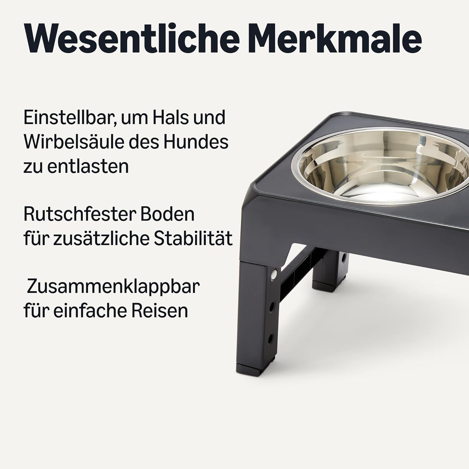 Detalle 2 de Amazon Basics Erhöhter Hundenapfständer – höhenverstellbar, rutschfest und umweltfreundlich