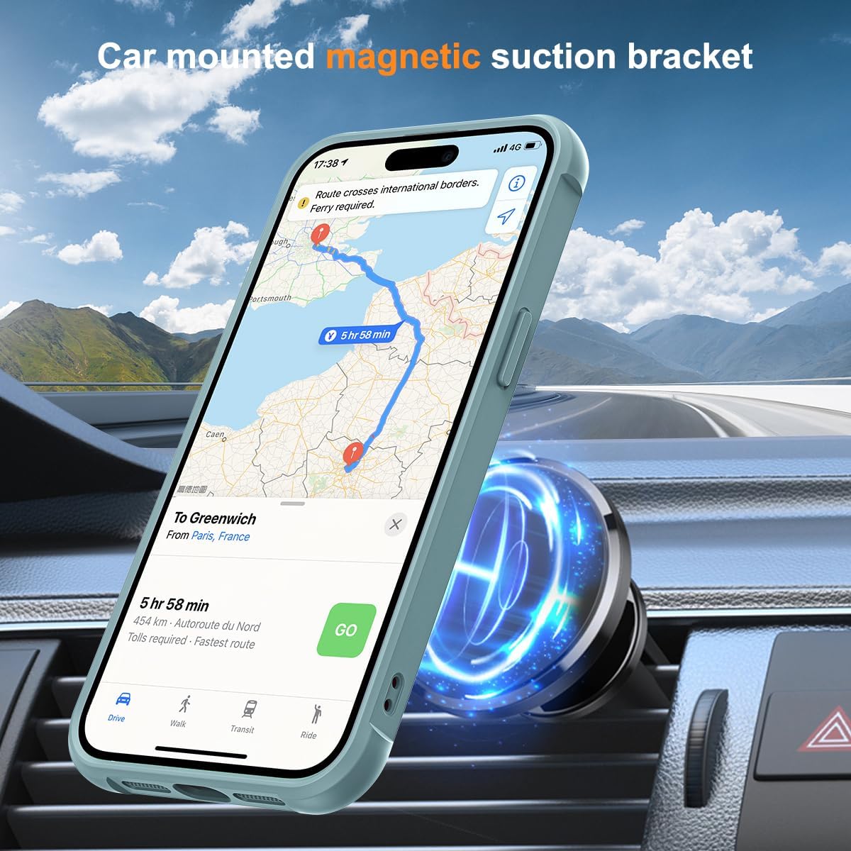 Thumbnail 3 de SKYLMW Magnetic Ring Kickstand Case for iPhone 12 Pro Max & 13 Pro Max (6.7”) in Blue