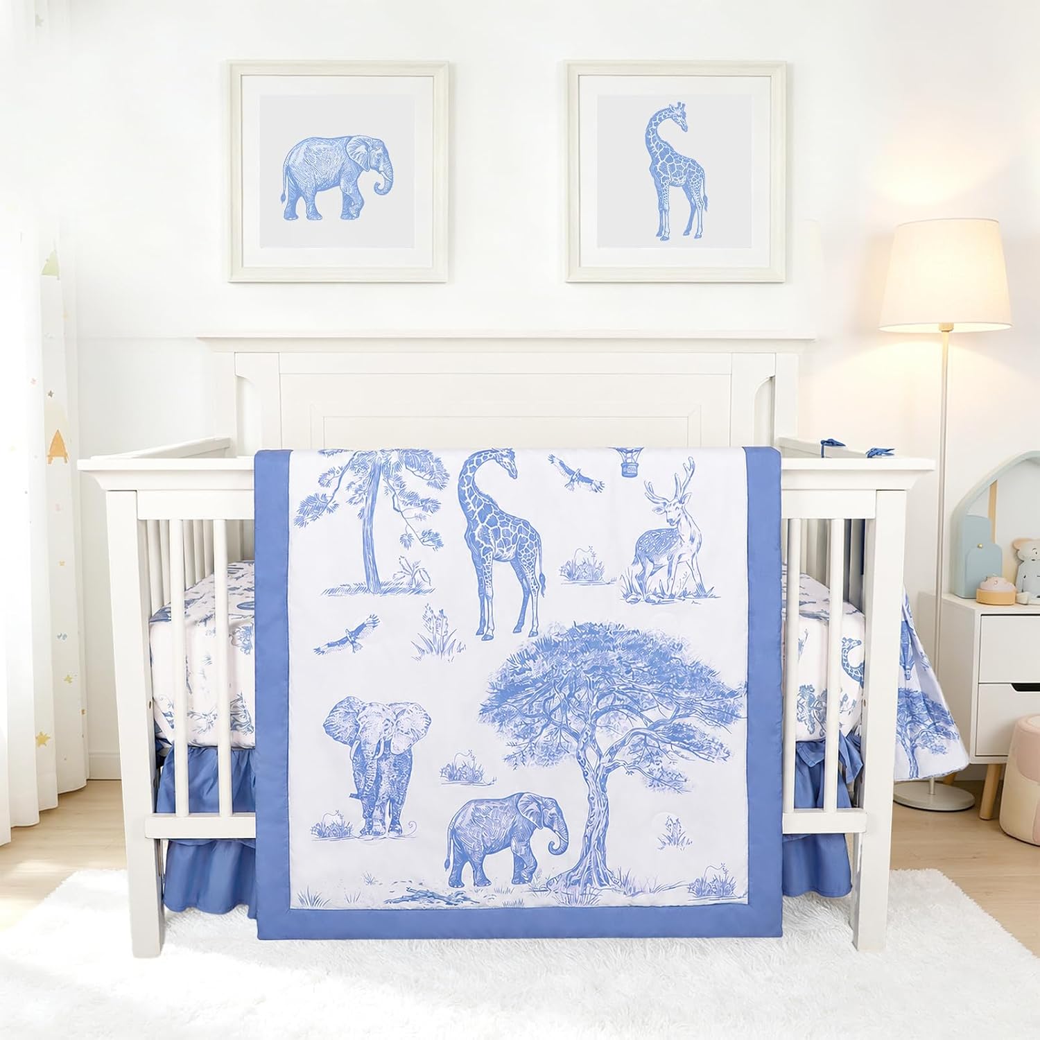 Detalle de TANOFAR Crib Bedding Set, Blue Elephant
