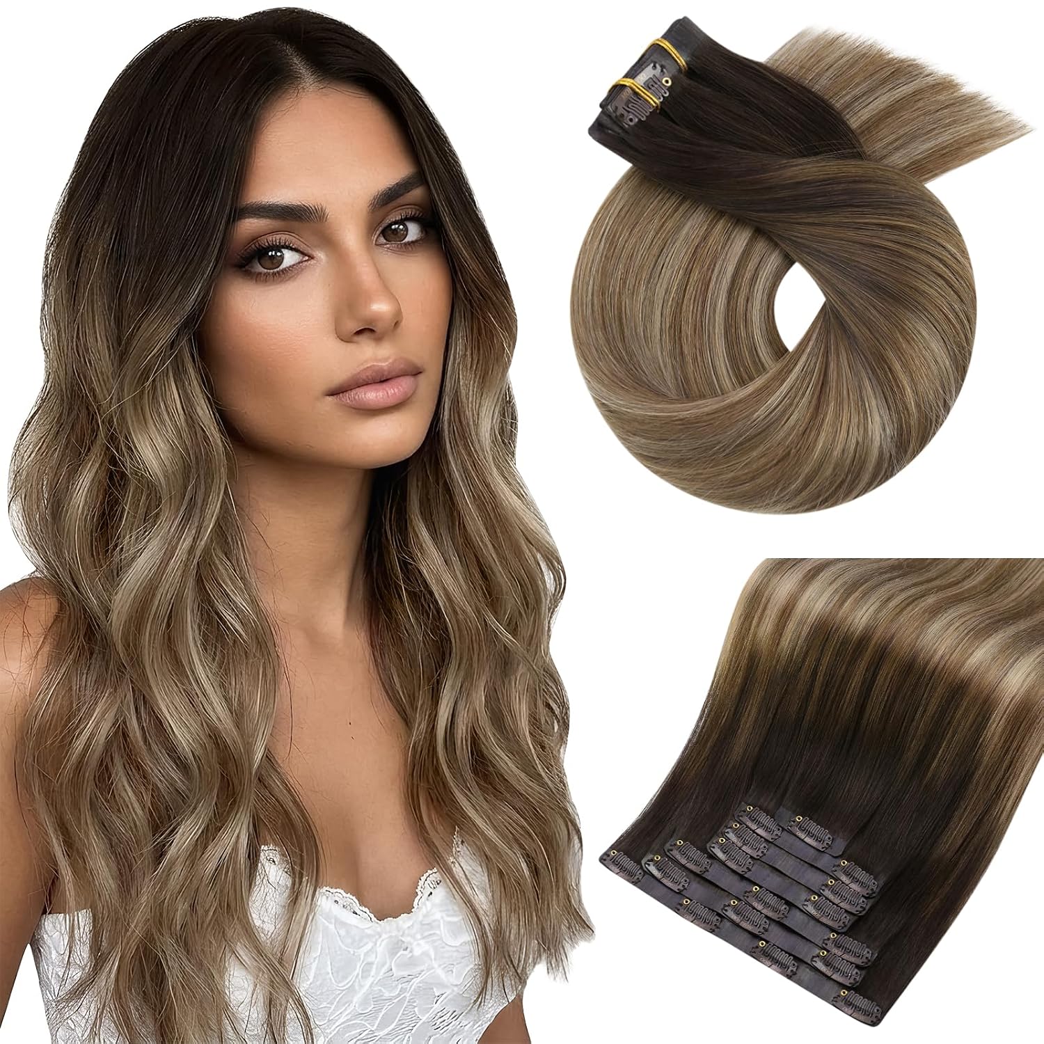 Detalle de Clip in Hair Extensions 20inch 120g