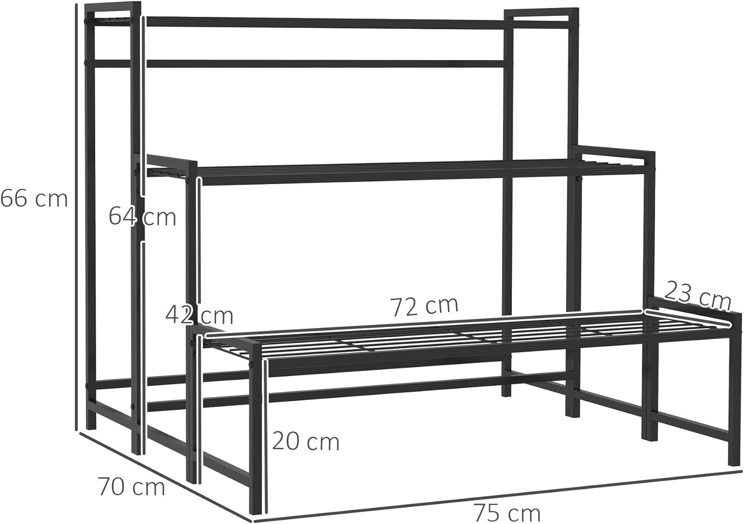 Thumbnail 6 de Outsunny 3-Tier Metal Plant Stand: Modern Ladder Shelf for Indoor & Outdoor Display