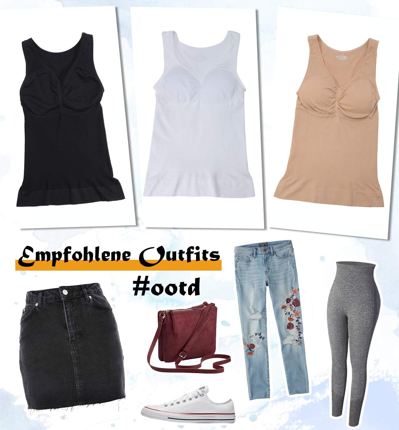 Detalle 2 de SLIMBELLE Damen Unterhemd BH Hemd, naadloze shapeweartop met afneembare cups