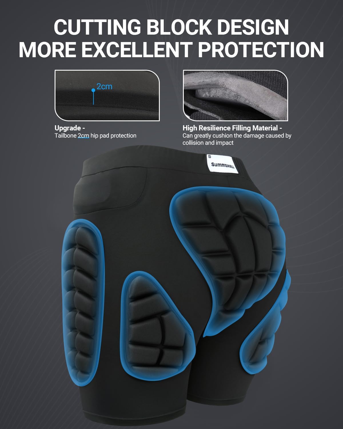 Detalle de Summshall Padded Shorts with 20 mm EVA Hip and Tailbone Padding