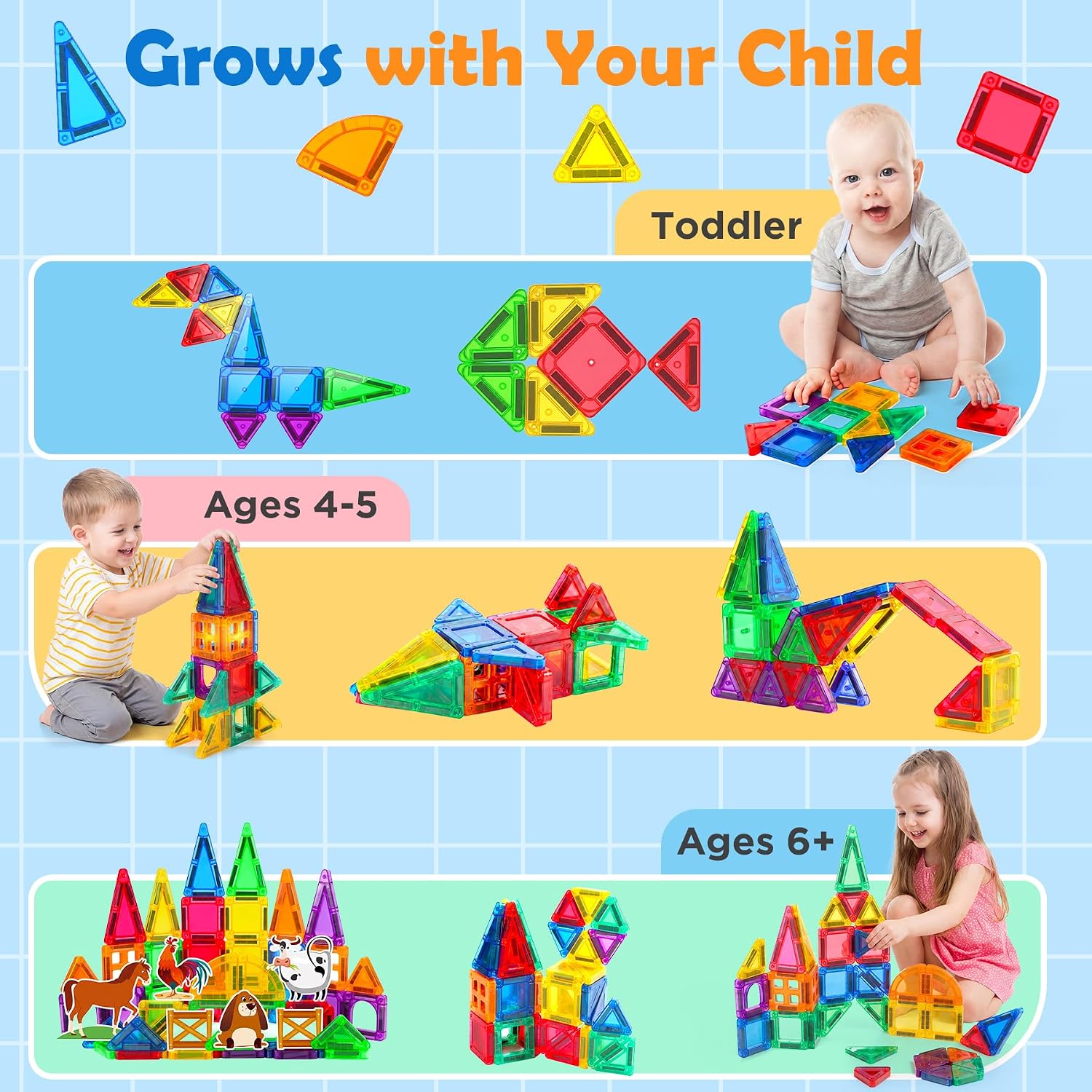 Detalle 1 de URMYWO Magnetic Building Tiles, 36-Piece Set