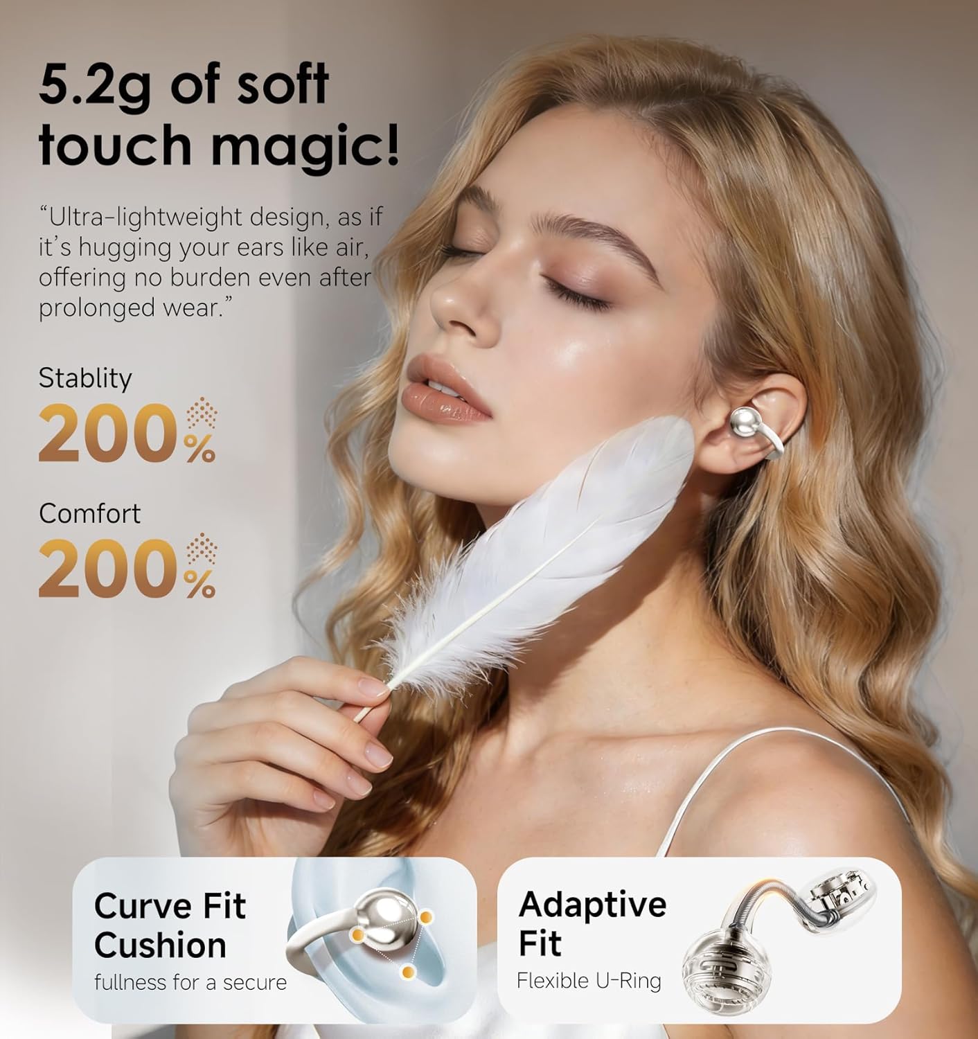 Detalle 2 de King Lucky Open-Ear Bluetooth 6.0 Clip 50 h