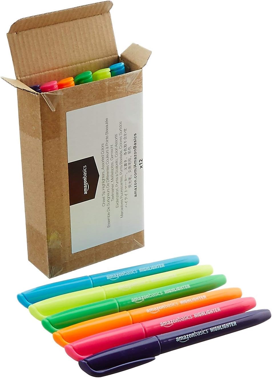 Thumbnail 2 de Amazon Basics Confezione da 12 Evidenziatori a Punta Scalpello — 6 Colori Fluo