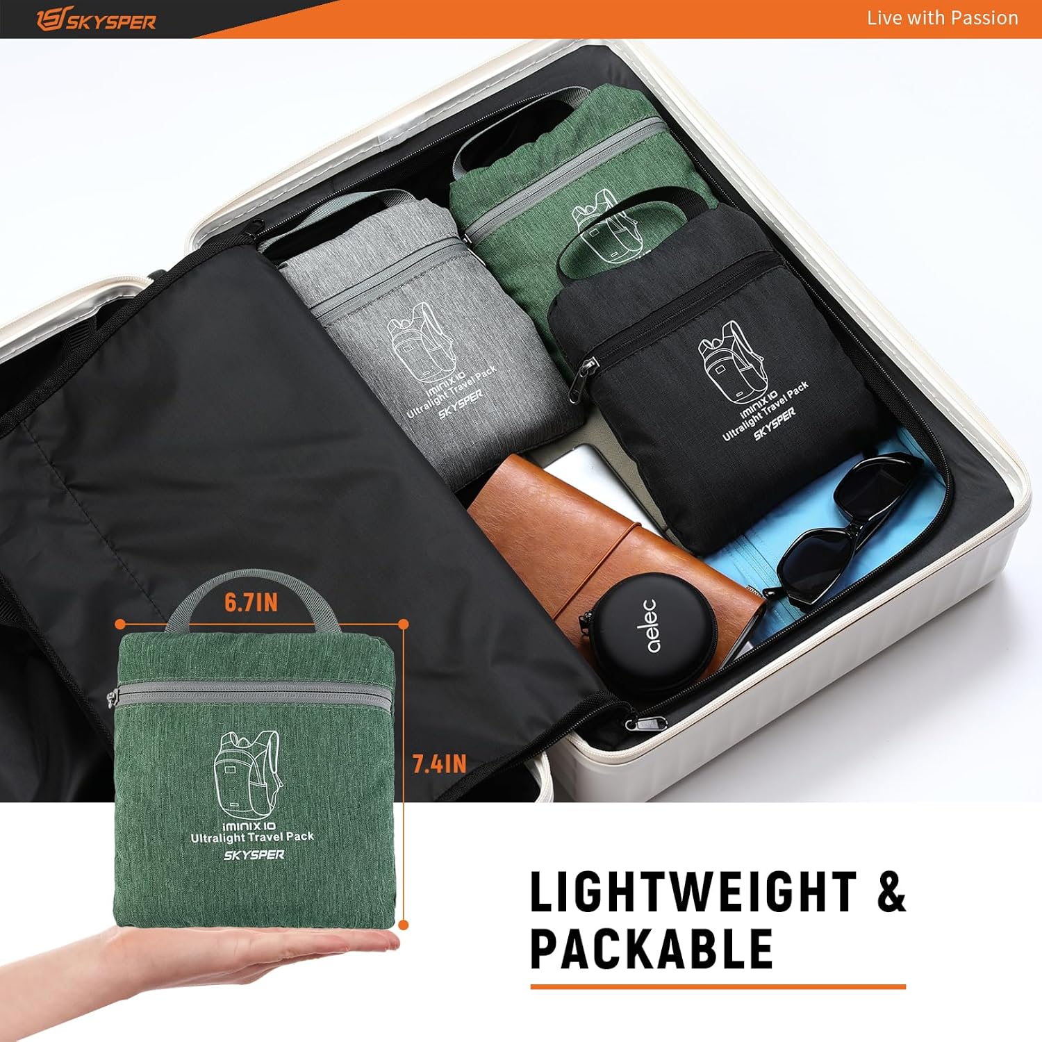 Detalle de SKYSPER 10L Hiking Backpack: Lightweight, Foldable Daypack for Everyday Adventures
