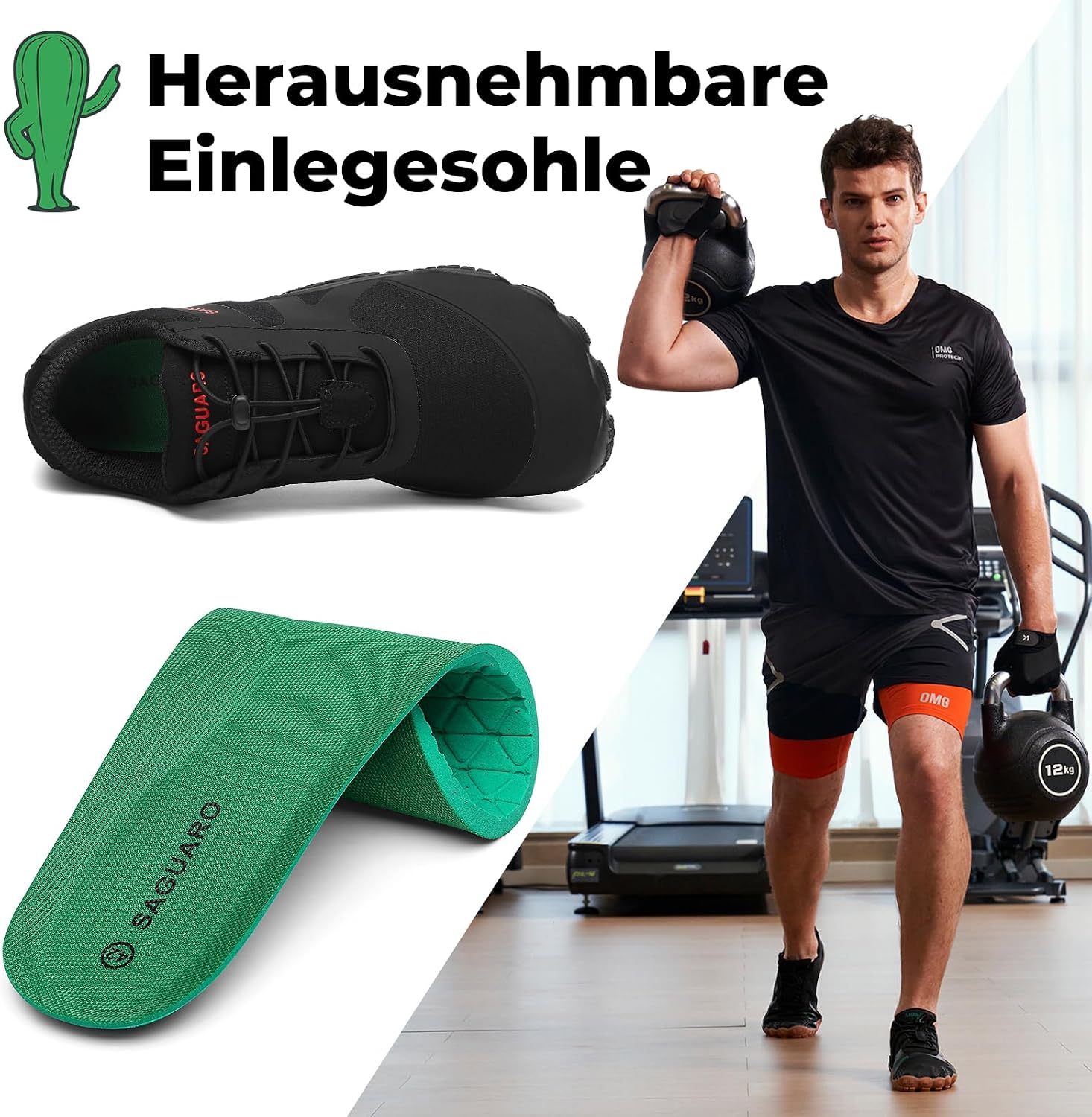 Detalle de SAGUARO Unisex Barfußschuhe Outdoor mit Zehenbereich und Zero-Drop-Sohle (Gr. 36–48)