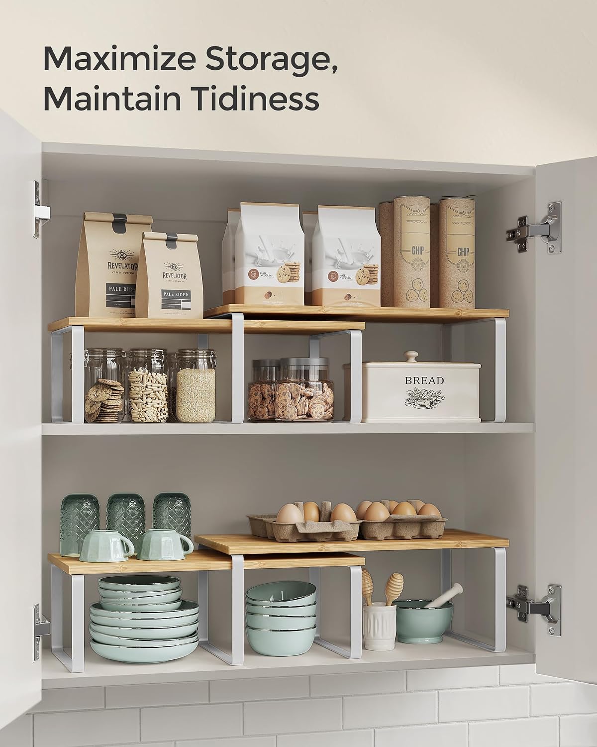 Detalle 2 de SONGMICS Cabinet Organizer Shelves, Set of 4