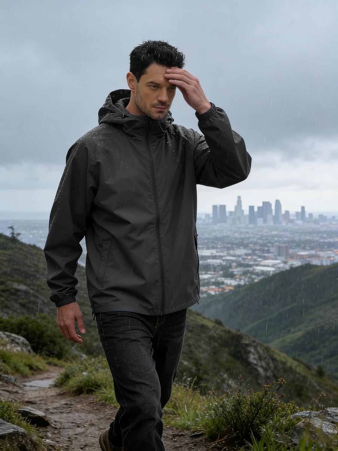 Thumbnail 1 de UIQUR Men’s Rain Jacket Windbreaker Waterproof Hooded Raincoat (Lightweight & Packable)